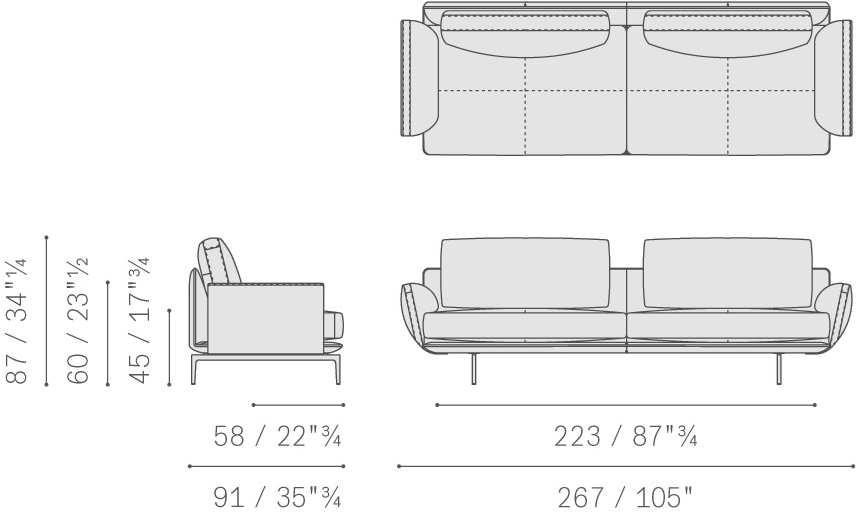 Poltrona Frau 2-х местный диван из ткани и кожи La collezione - divani e poltrone sun-id-1458156 - Вид №10