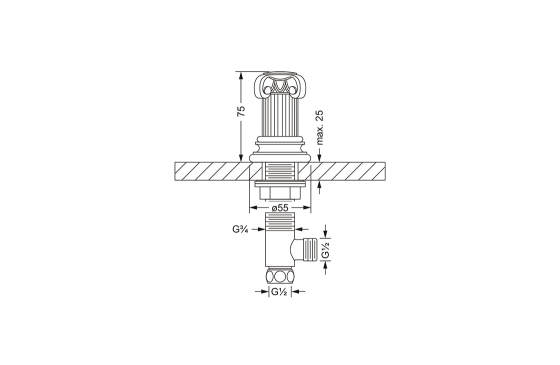 Боковой вентиль ½", для горячей воды JOERGER Aphrodite 607.10.345.000 - Вид №1