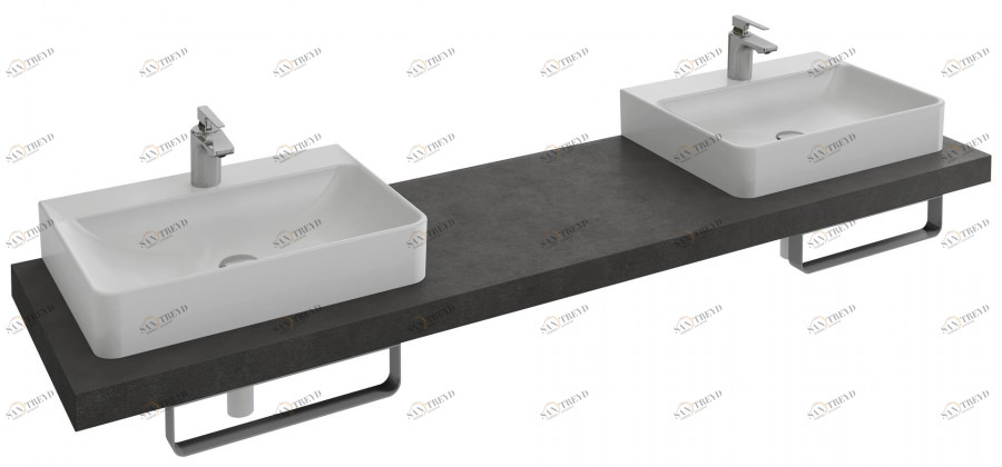 EB69-1600-N07 Столешница с 2 отверстиями для раковин vox еve112 (50 см) или evd112 (60 см) Jacobdelafon PARALLEL Santreyd