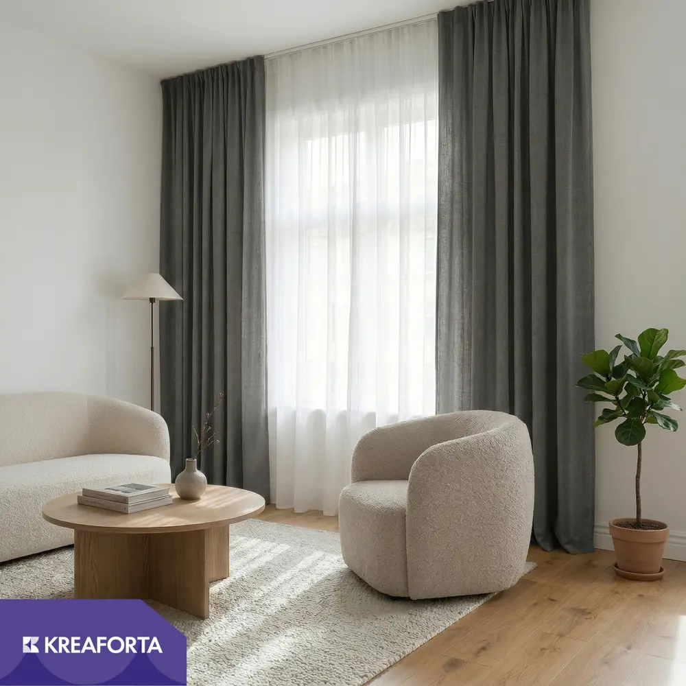 Штора на ленте со скрытыми петлями KREAFORTA Dubbo 200x280 см цвет серо-коричневый 89436976 STLM-2156888  - Вид №6
