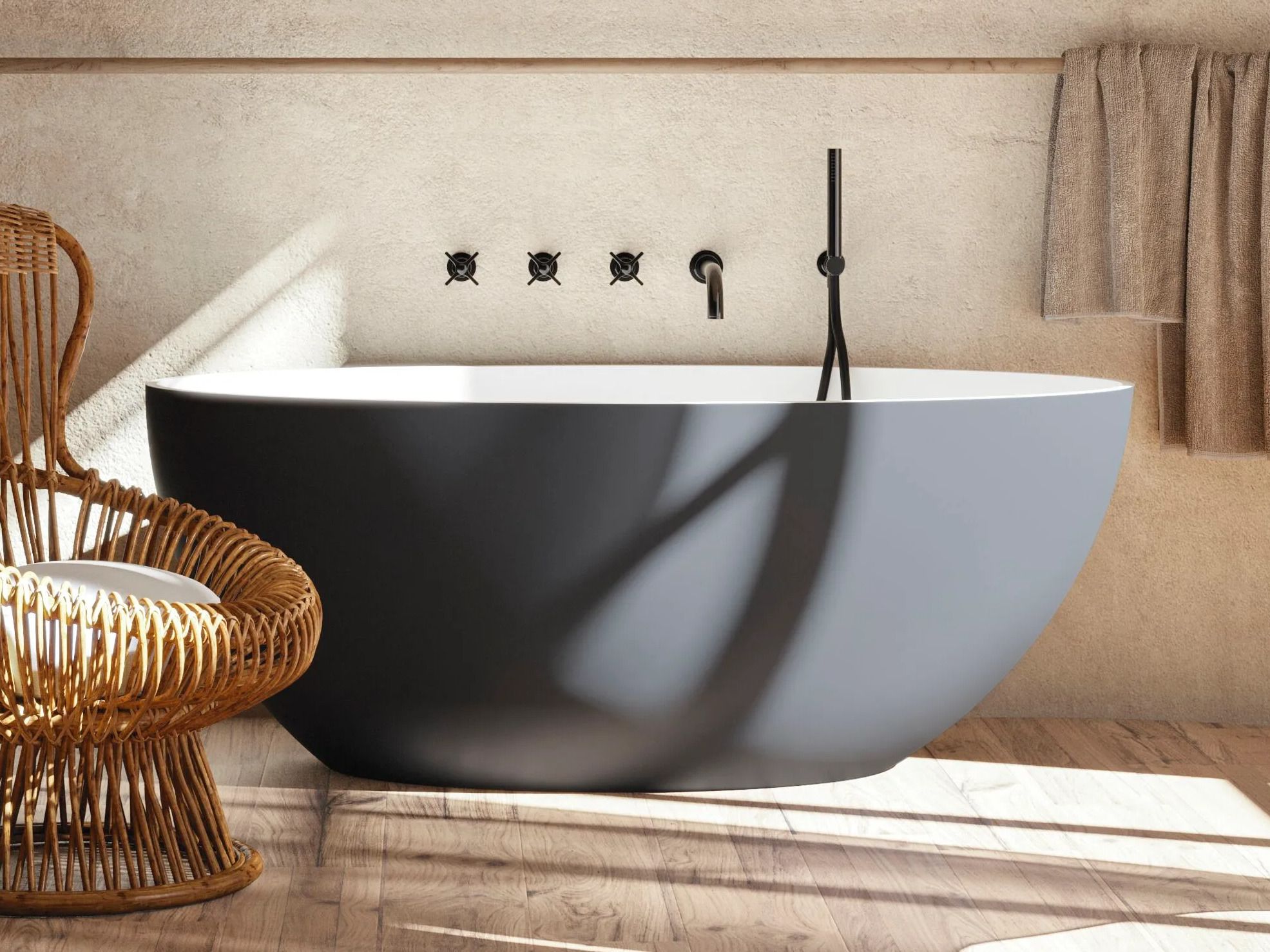 Овальная ванна в центре комнаты в твердой поверхности Gruppo Treesse мебель для ванной комнаты-отдельно стоящие ванны ARCH-00028203