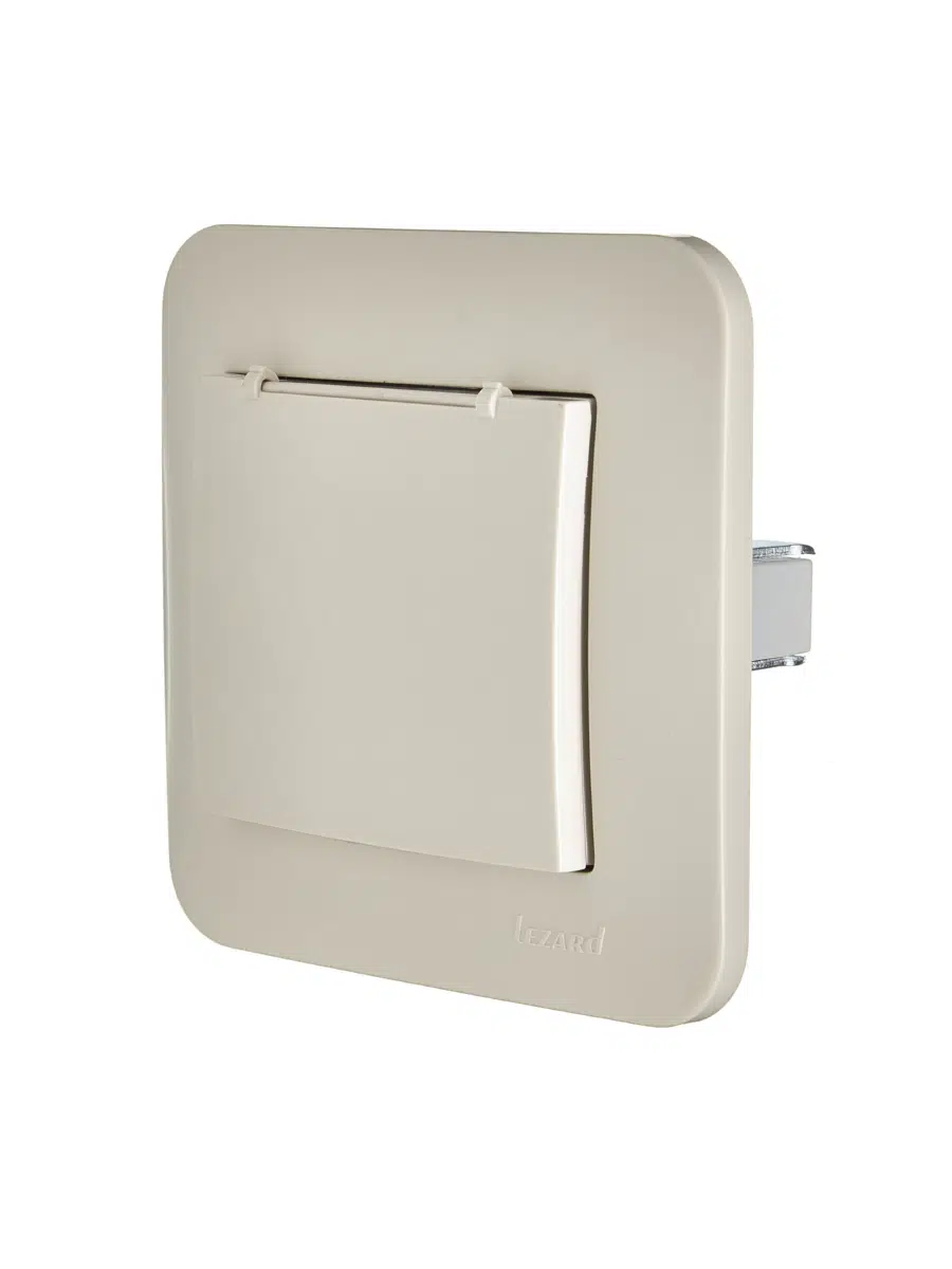 ASTI Розетка с/з с крышкой ПБТ крем LEZARD 7081-0303-123B - Вид №3