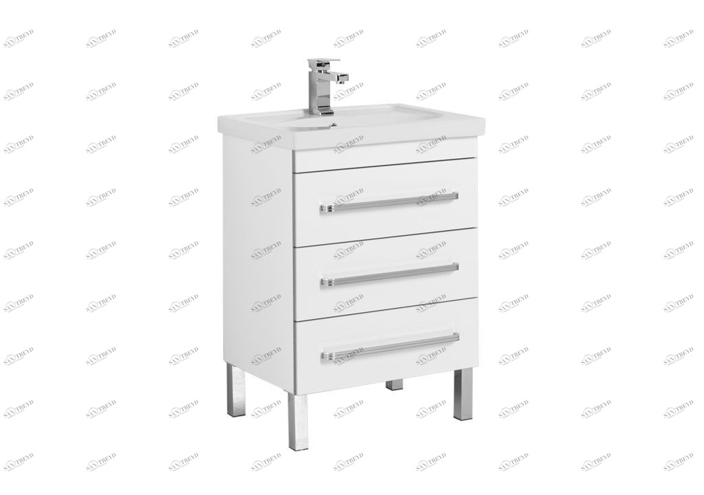 Тумба с раковиной Aquanet Сиена 60 белый (напольный 3 ящика) 0018636800185476