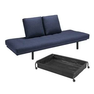 Кушетка Rollo с матрасом Rollo Classic Round и ящиком для белья синяя