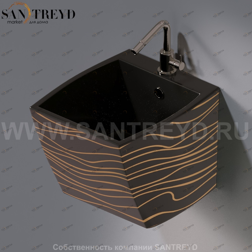 L253.411G Подвесная раковина настенная овальная A. e T. Italia SQUARE черная AeT ITALIA