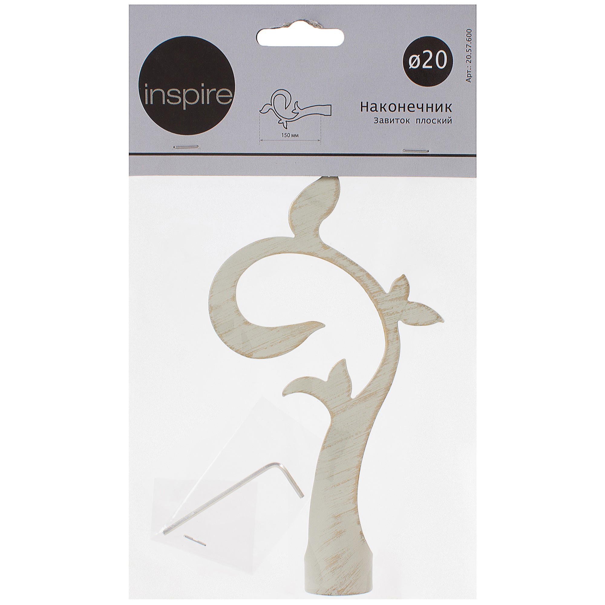 INSPIRE Наконечник декоративный «Завиток» белый антик для карниза 15089191 STLM-0005367 - Вид №3