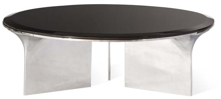 Roche Bobois Низкий круглый журнальный столик из алюминия и дерева sun-id-1364154 - Вид №2