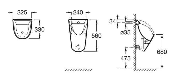 Фарфоровый подвесной писсуар Roca CHIC 35945J..0 / 35945L..0 ARCH-00029673 - Вид №2