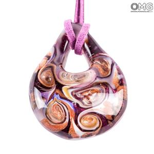 2344 ORIGINALMURANOGLASS Сиреневая подвеска в форме капли из муранского стекла с авантюрином 57 см
