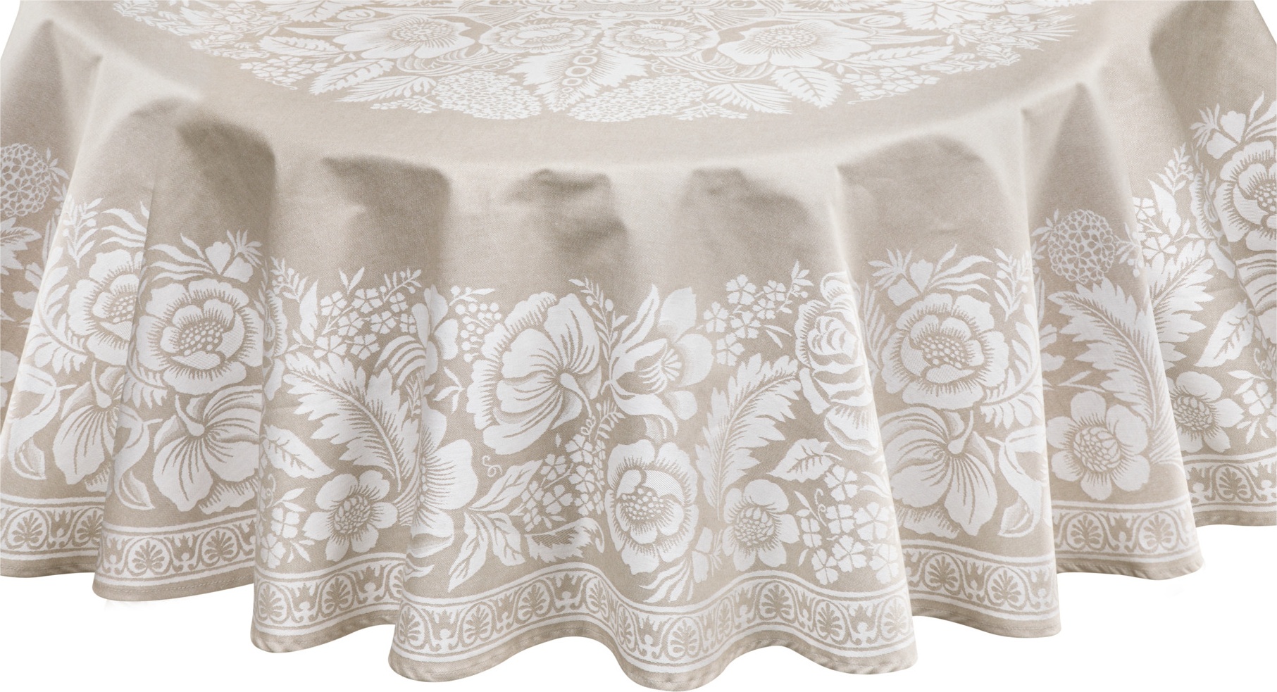 10652887 Яковлевский жаккард Скатерть круглая Яковлевский Жаккард Лесной Букет d178см бежевая, хлопок Ткань 