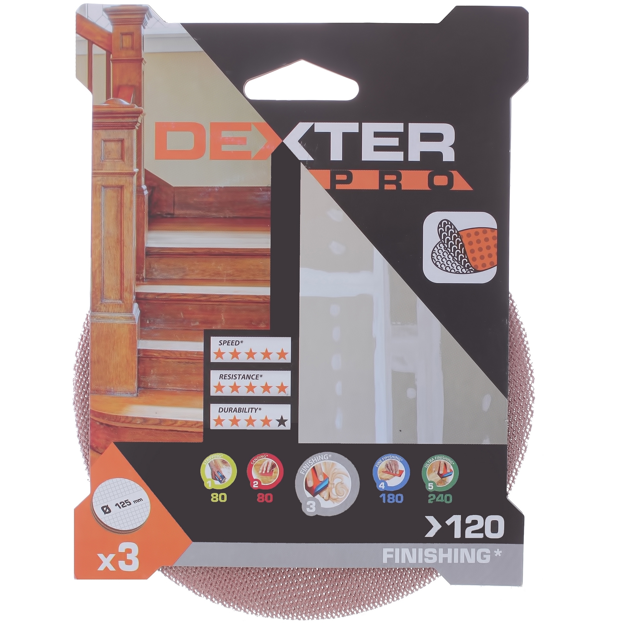 Шлифовальные диски Dexter Pro P120 для дерева и гипса, 125 мм, 3 шт 81884815 STLM-0013904 - Вид №2