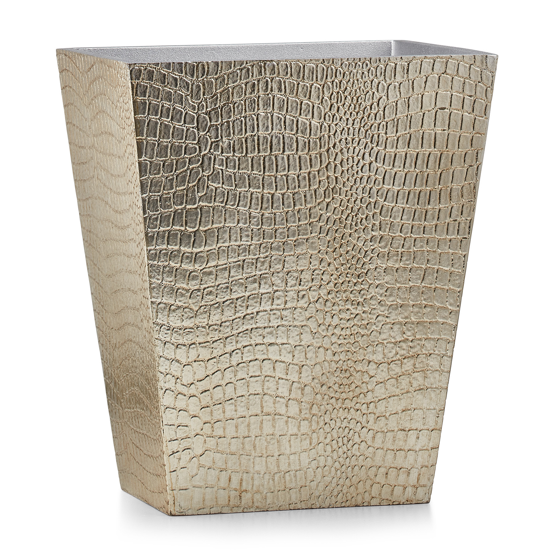 CROC-SLV-WB Крокодиловая серебряная корзина для мусора Labrazel 