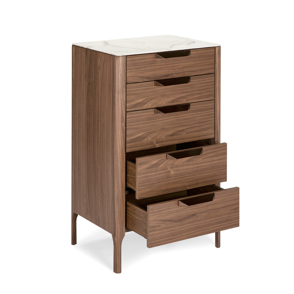 Комод деревянный высокий с 5 ящиками орех CP1806-A от Angel Cerda ANGEL CERDA ДИЗАЙНЕРСКИЕ 321300 Коричневый;орех  - Вид №1