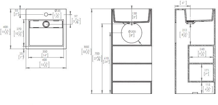 Напольная раковина стоящая овальная KRION Ras sun-id-1445058 - Вид №2