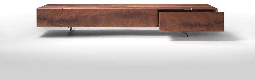 Flexform Низкая тумба под телевизор из красного дерева с ящиками Piuma sun-id-1396401 - Вид №1