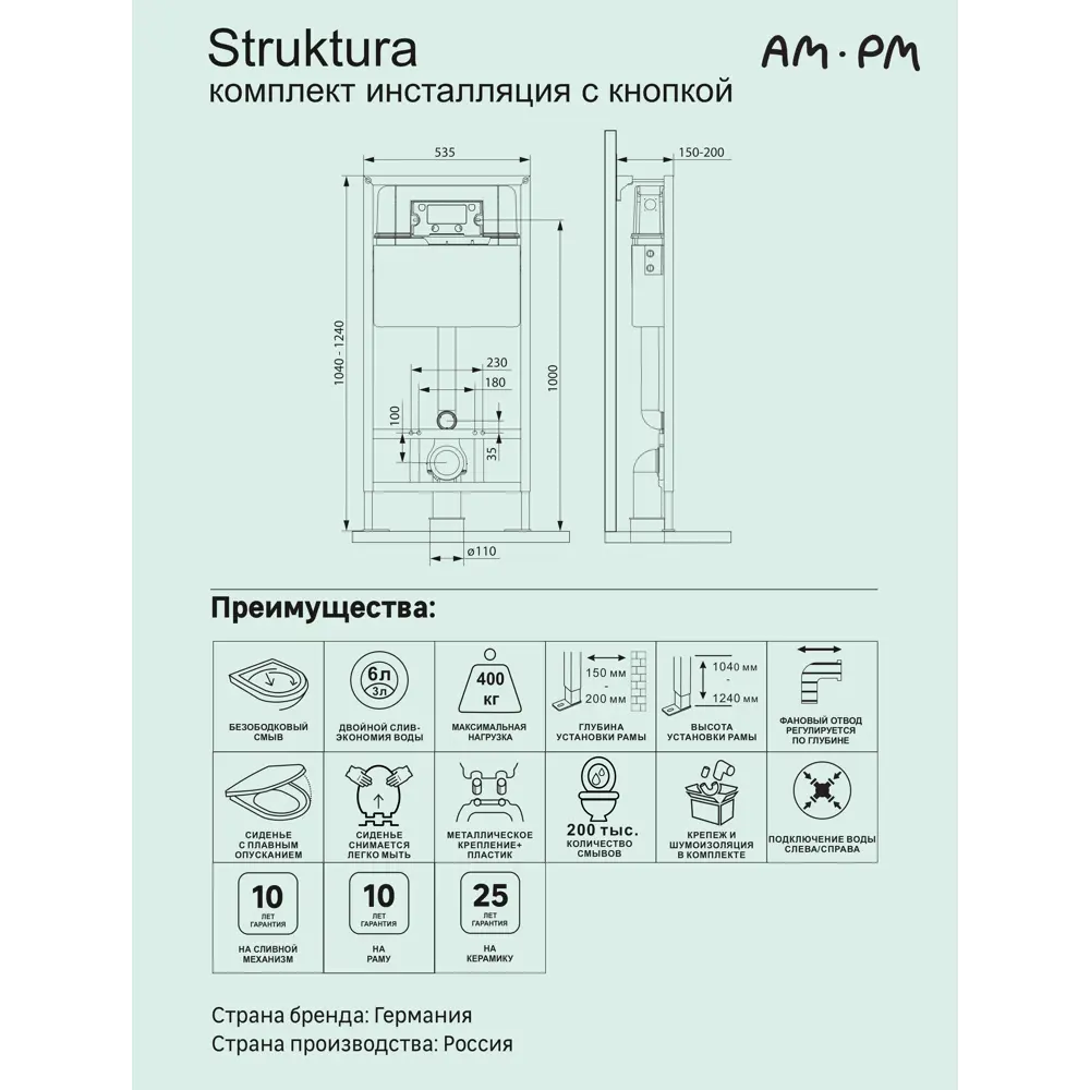 AM.PM Struktura Pulse - комплект инсталляции с безободковым унитазом 86672589 STLM-0070731 - Вид №4