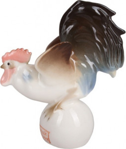 10523689 Императорский фарфоровый завод Скульптура "Петух на шаре" Твёрдый фарфор