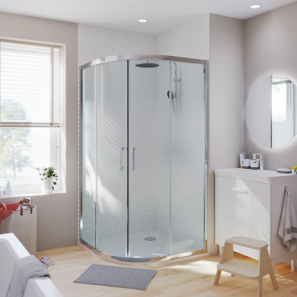 Комплект стекол для душевой ширмы Sensea Easy 1/4 круга 90x90 см с шелкографией, цвет профиля на выбор 88103647 STLM-2106768 - Вид №19