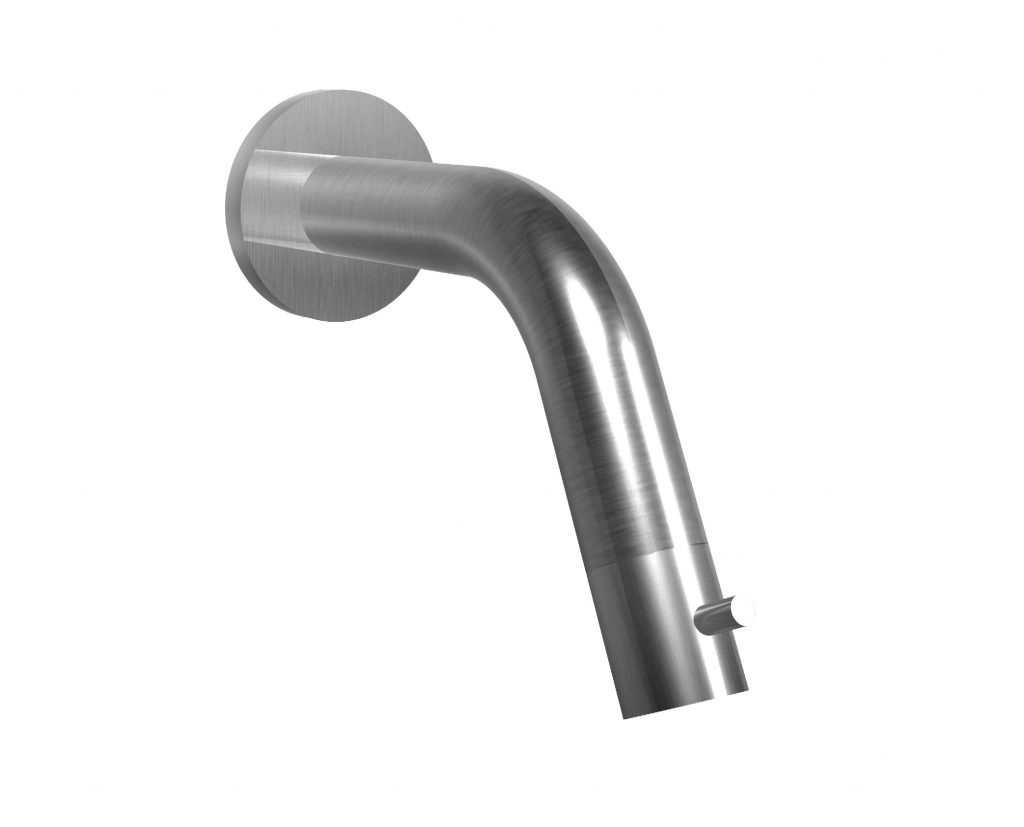 70538 / MS Смеситель для раковины из матовой нержавеющей стали 316, 220 мм. с прогрессивным картриджем, помещенным в носик. Bongio Time2020 70538/MS