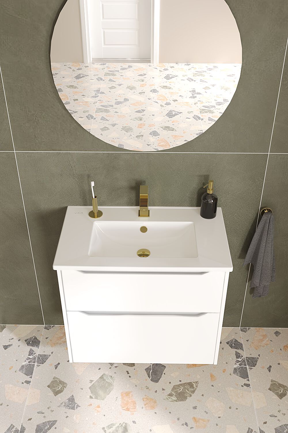 Подвесной шкаф для умывальника с ящиками со встроенной раковиной VitrA Bathrooms Integra Square ARCH-00096421 - Вид №7