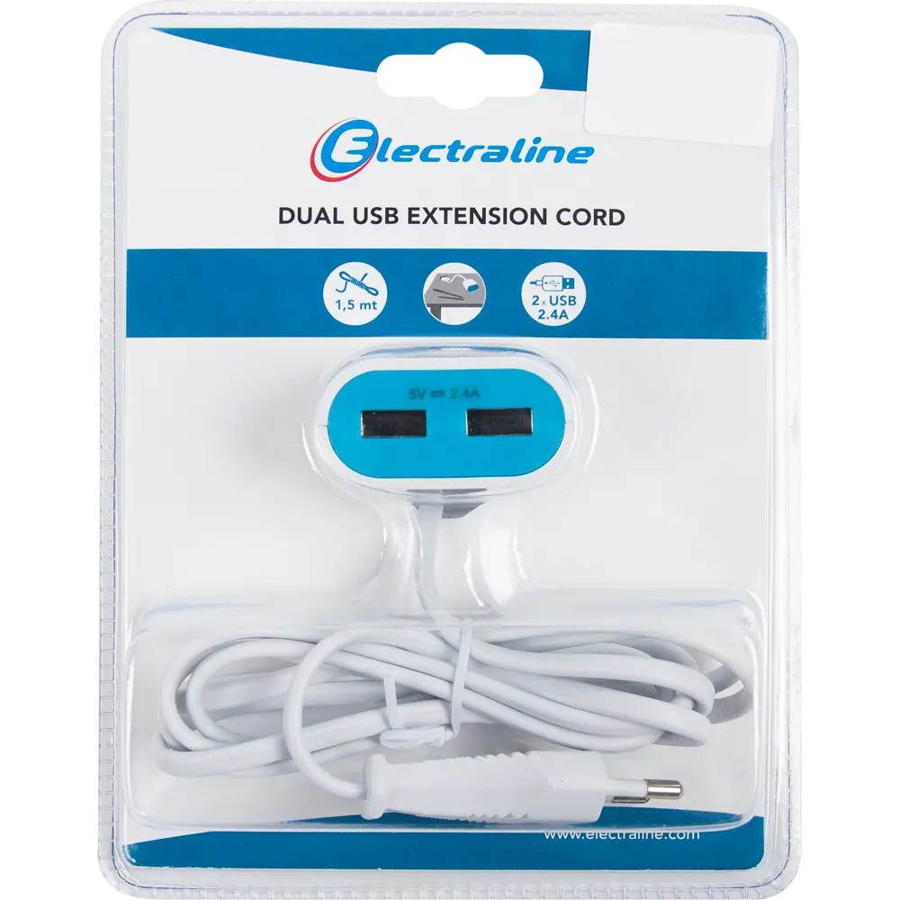 Удлинитель бытовой Electraline 2 розетки без заземления 2x0.75 мм 1.5 м цвет белый STLM-2094011 - Вид №4