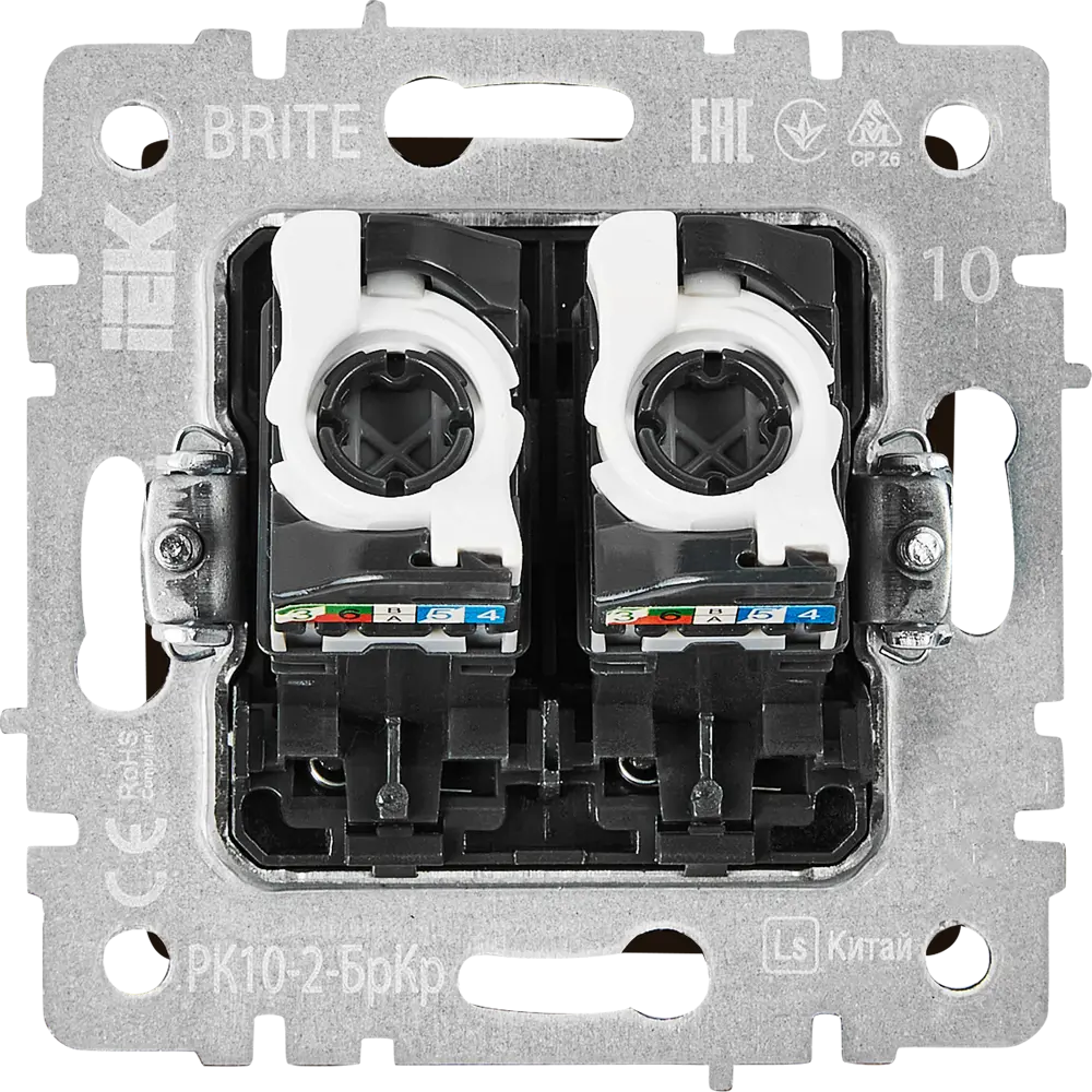 Компьютерная розетка двойная встраиваемая IEK Brite РК10-2-БрШ RJ45 UTP cat 5e цвет шампань 87761636 STLM-2161135 - Вид №3