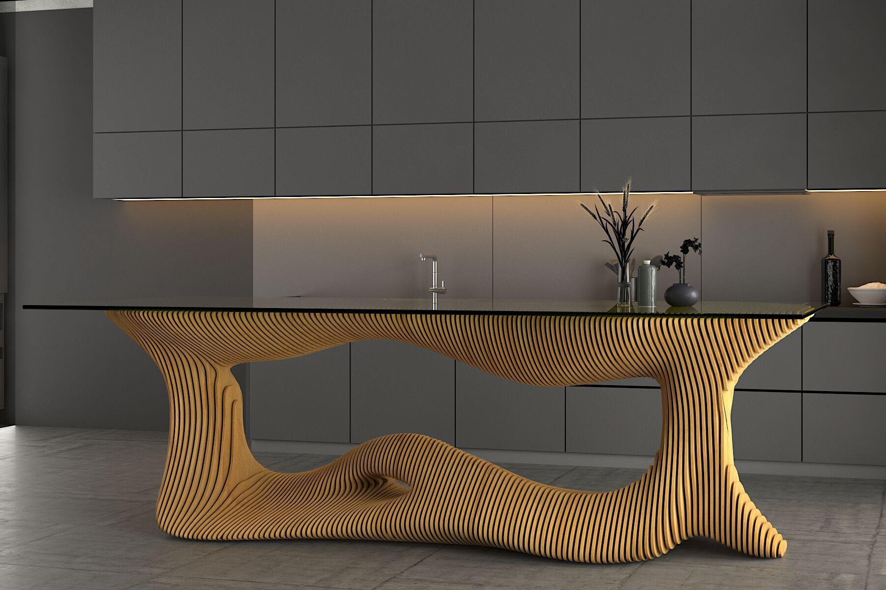 Прямоугольный стол из дерева и стекла MYWOODREAM INFINITY ARCH-00040254