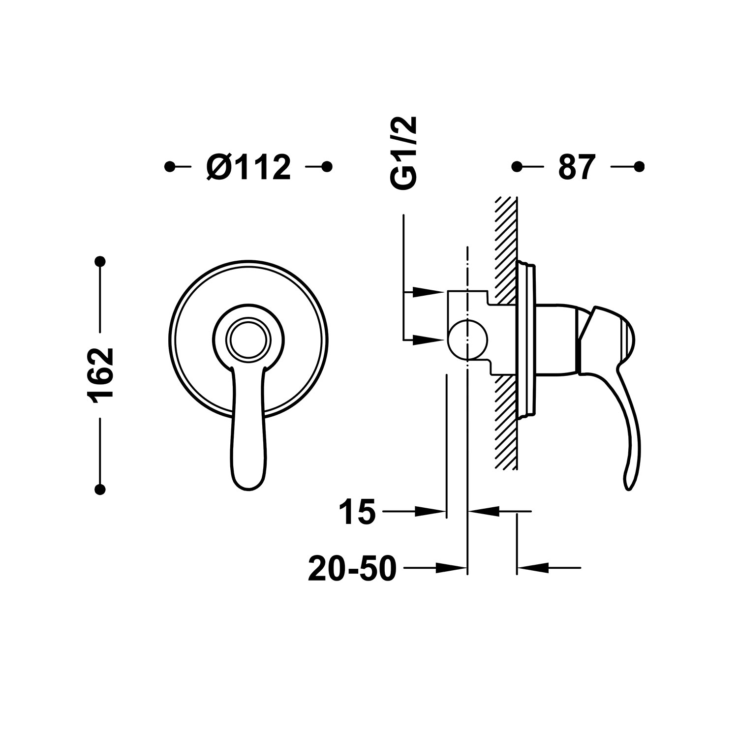 1-ходовой скрытый смеситель для душа TRES CLASIC с одной ручкой -24217701 TRES  - Вид №1