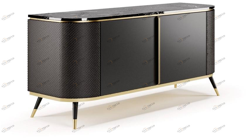 SM Living Couture Лакированный буфет с мраморной столешницей и кожаными дверцами Couture Mda_05