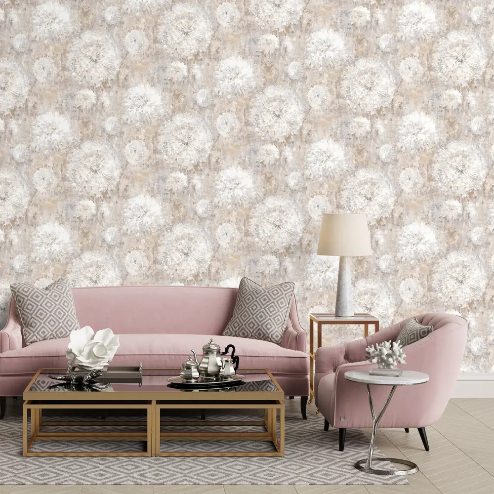 Флизелиновые обои Ateliero Julia с цветочным узором, бежевые 1.06 м 85544071 STLM-0063741 - Вид №2