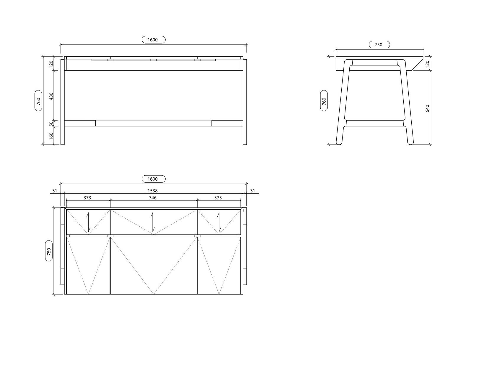 Деревянный стол с откидным верхом Laskasas холст ARCH-00030532 - Вид №4
