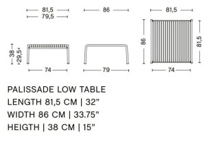 Низкий квадратный журнальный столик из стали с порошковым покрытием
