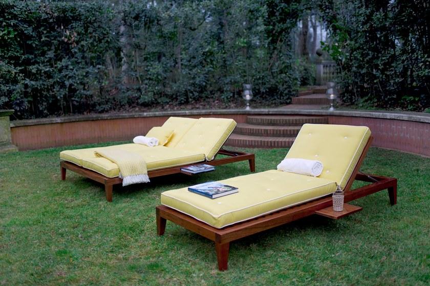 Unopiù Двойная садовая кушетка из красного дерева и ткани C'est la vie Bomoled - Вид №2