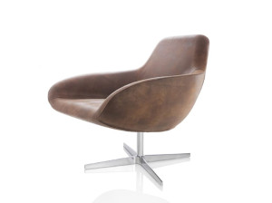 Кожаное вращающееся кресло с подлокотниками