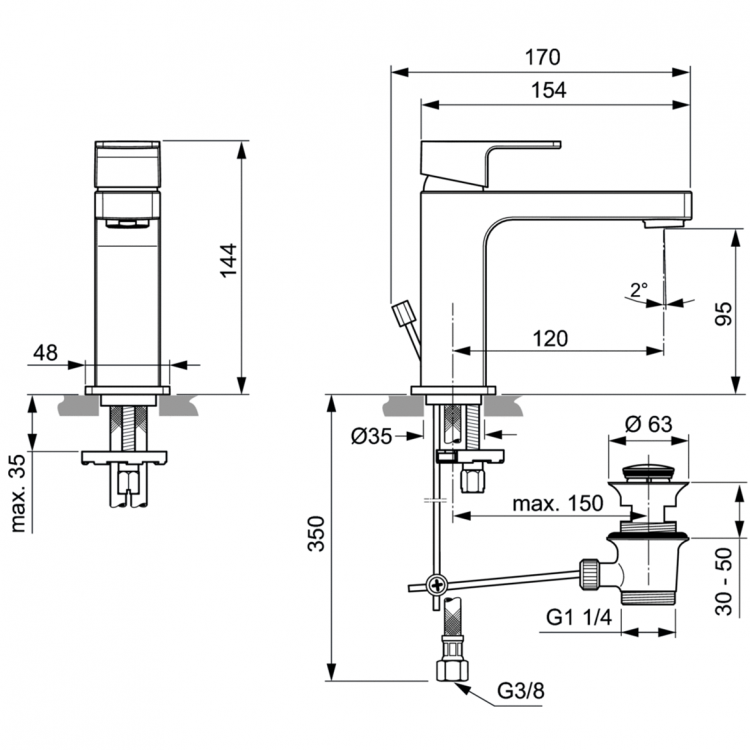 A7101AA Смеситель для раковины Ideal Standard EDGE - Вид №8