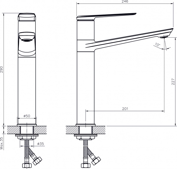 Смеситель для кухни Rush Bering BE5535-22 высокий хром 1152315 - Вид №1
