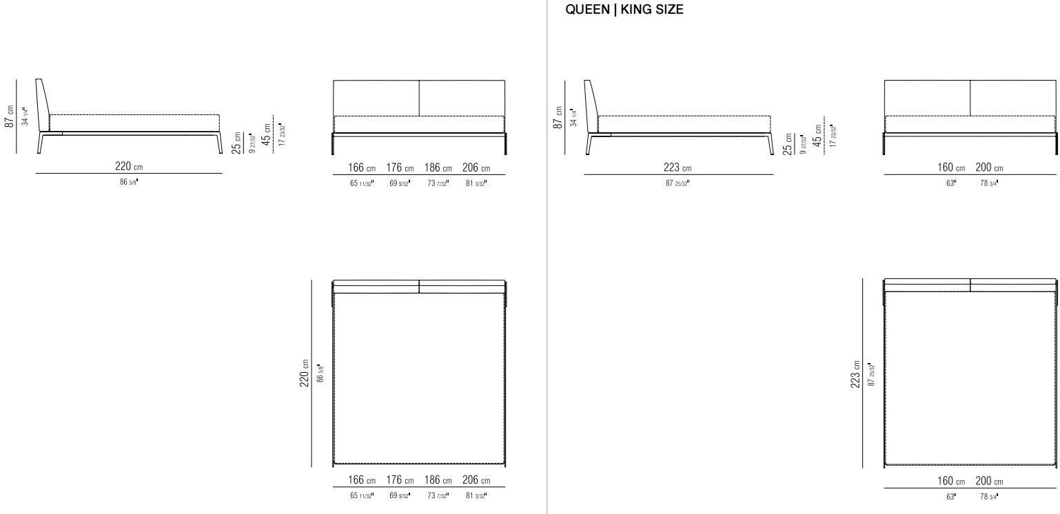 Flexform Двуспальная кровать из кожи с обитым изголовьем Lifesteel sun-id-1351322 - Вид №1