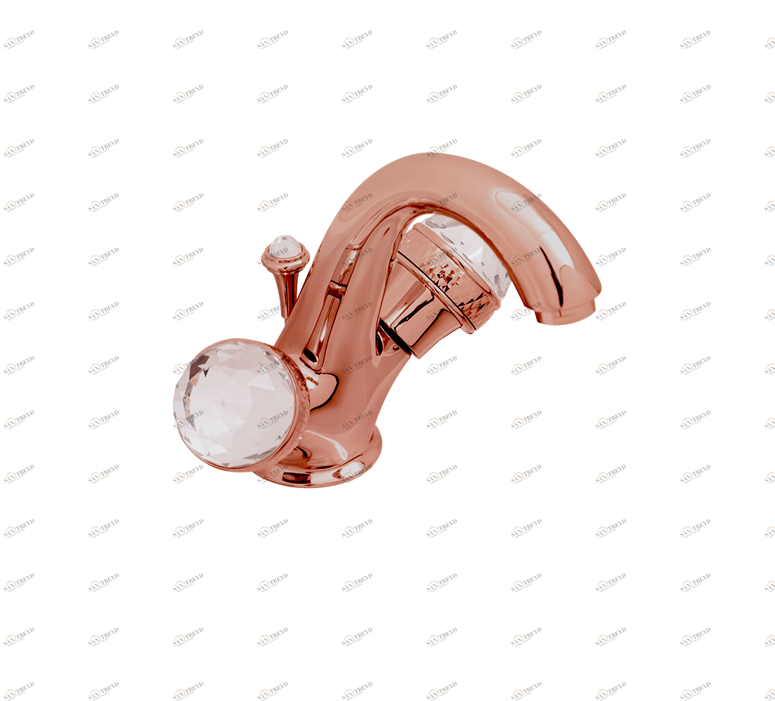 Gentry Home Смеситель для умывальника на три отверстия с выдвижным краном Crystal Медь GH100969