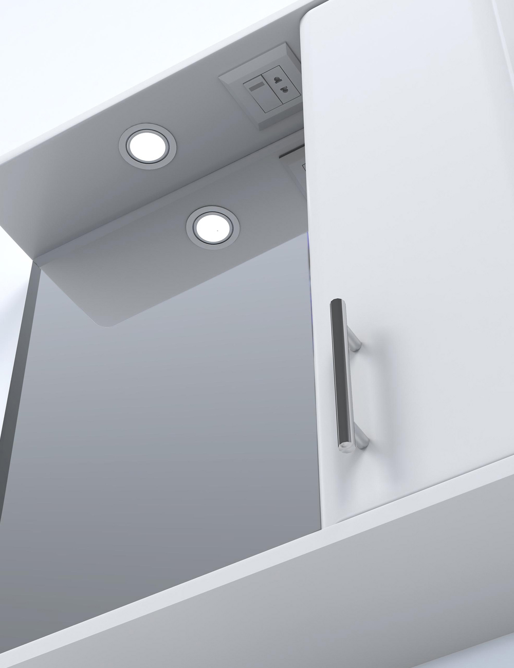 Зеркало Vito правое, со спотом)650⨉160⨉700 мм белый VIGO sun-id-664481 - Вид №2