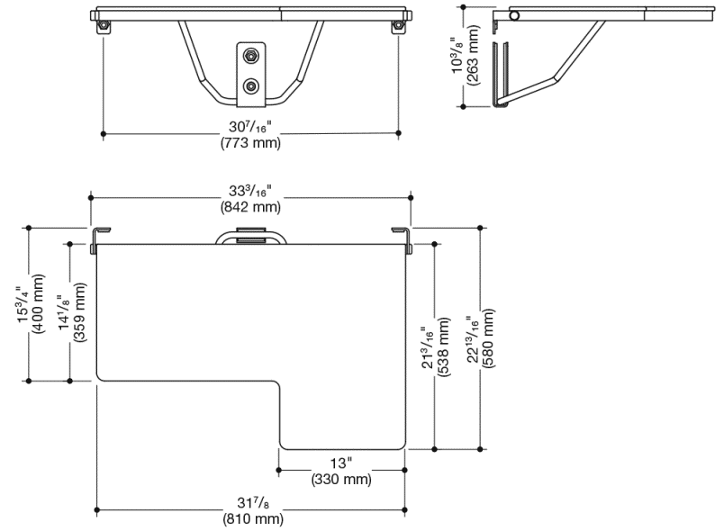 900.51.208XA Сиденье для душа складное Г-образное (ada) HEWI System 900 - Вид №1