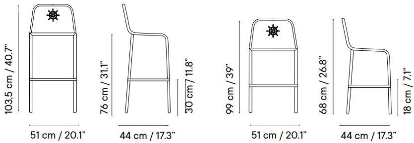 iSimar Стул из высокой стали со спинкой Nautic 8117 / 8118 - Вид №1