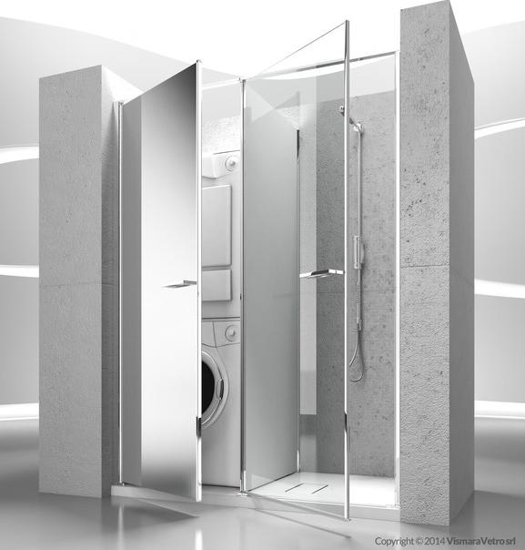 VISMARAVETRO Душевая ниша на заказ с распашной дверцей Twin sun-id-1427403 - Вид №3