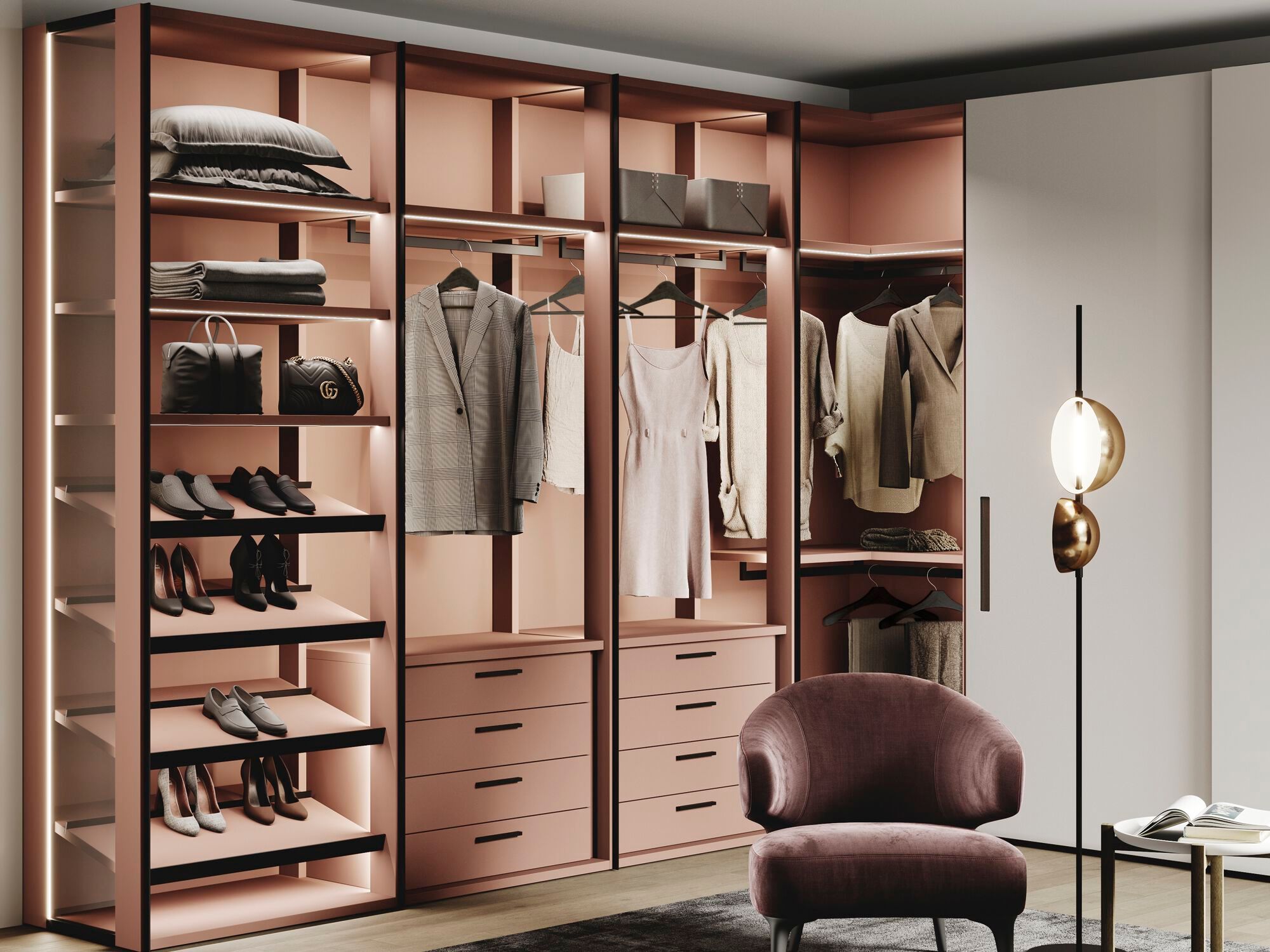 Алюминиевый и деревянный секционный шкаф с индивидуальным ящиком Guzzini & Fontana Unlimited ARCH-00076489