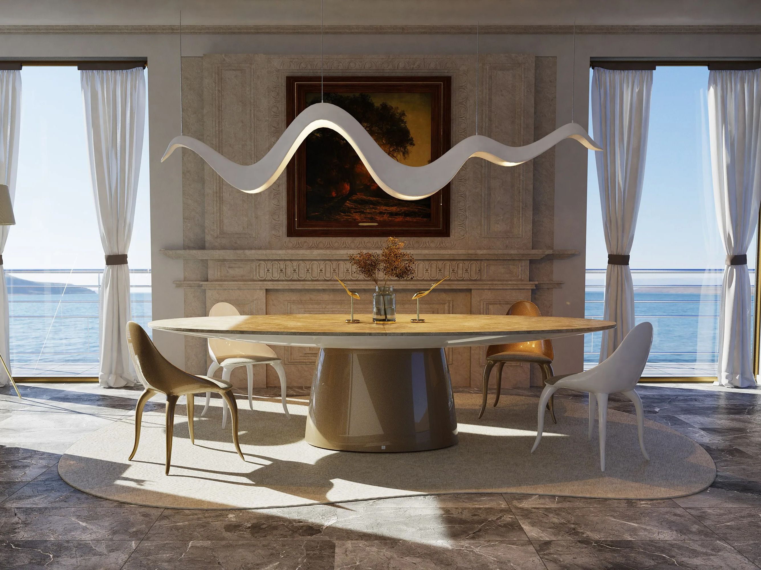 Овальный стол из стекловолокна с мраморным верхом GANSK MAGNA ARCH-00112162 - Вид №3