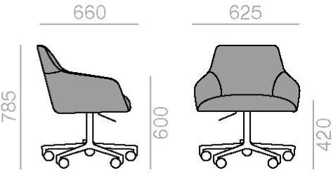 Andreu World Вращающееся кресло с регулируемой высотой на колесиках Alya So1537 - Вид №1