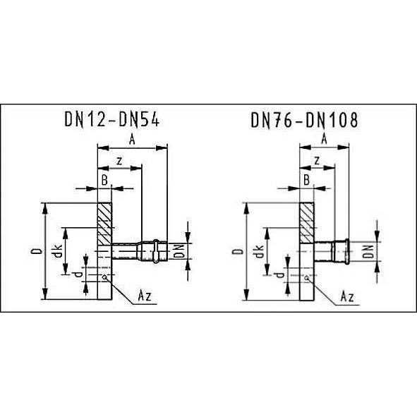 617VAPF35 SANHA 17-VA-PF пресс-фланец для газа, нержавеющая сталь DN 32 / 35 mm мм  - Вид №1