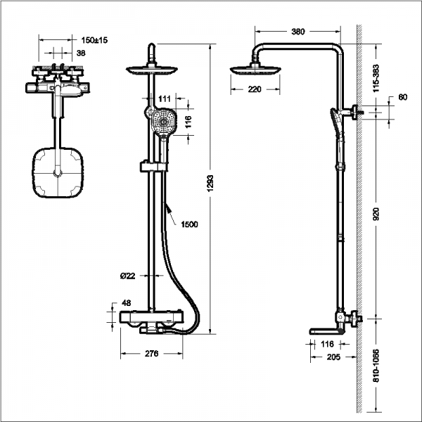 Душевой гарнитур с изливом с термостатом RAEL F699153C-A bravat - Вид №1