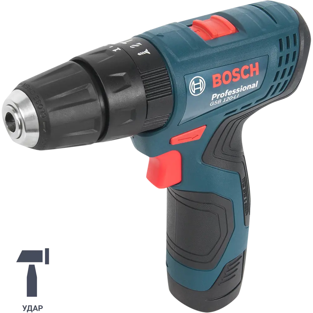 Дрель-шуруповерт аккумуляторная ударная Bosch Professional GSB 120 06019G8100, 12 В Li-ion 2x2 Ач 82449657 STLM-2087275 