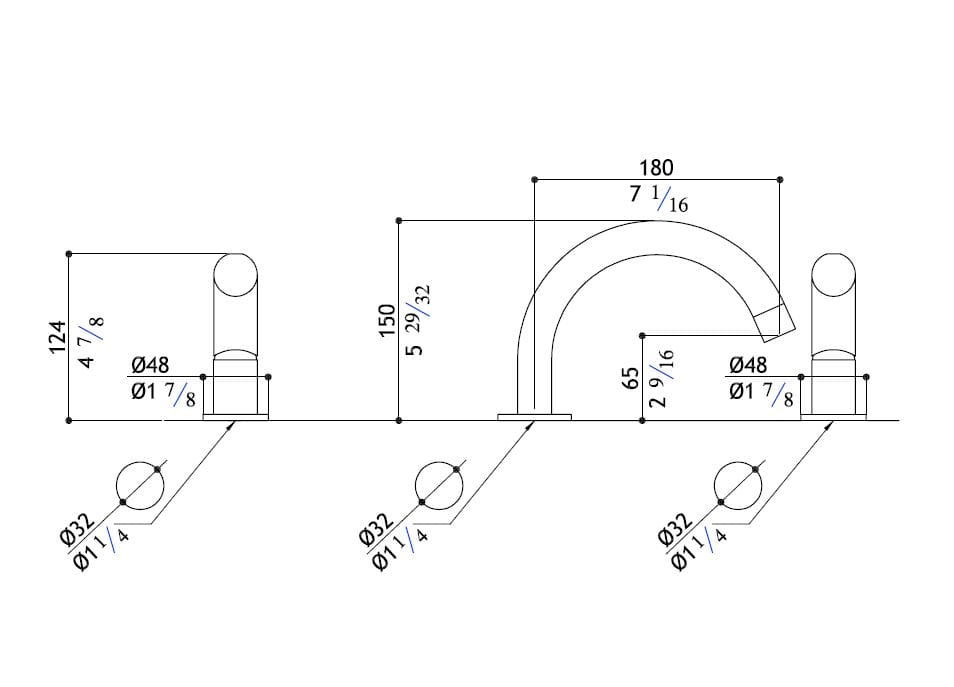 Смеситель для раковины с 3 отверстиями из нержавеющей стали MGS ARCH-00028216 - Вид №2