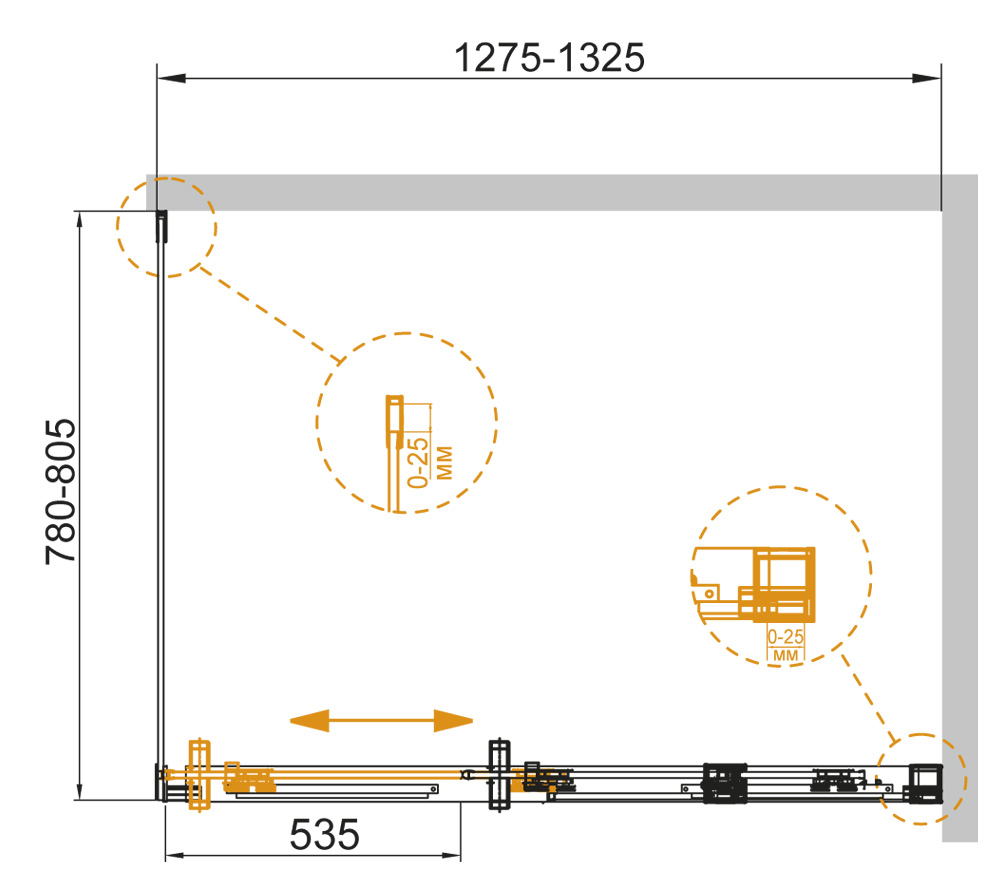 Душевой уголок CEZARES DUET SOFT-AH-1-130/80-C-Cr  - Вид №1